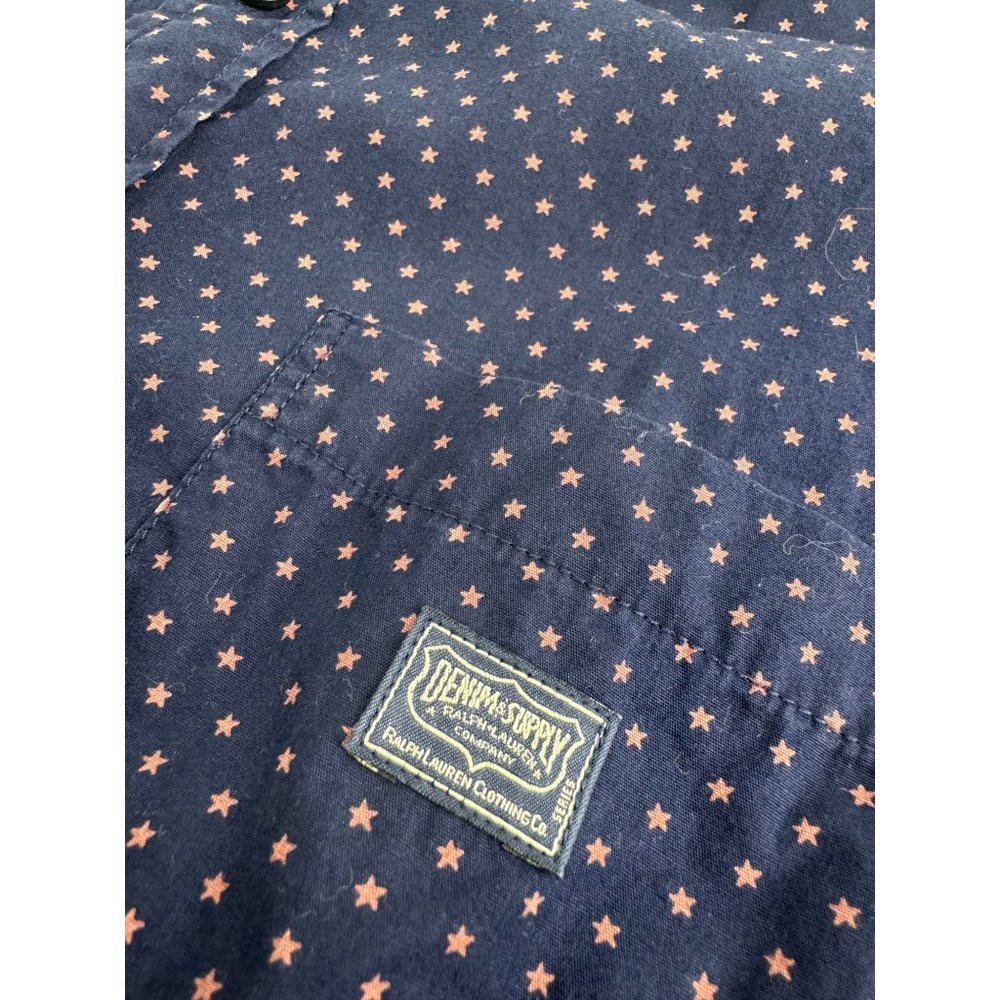 Denim and Supply Ralph Lauren Men Shirt Short Sleeve Star Print Navy Blue XL - Picture 2 of 4